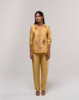 Yellow Chanderi Boota Co-ord Set