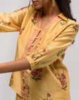 Yellow Chanderi Boota Co-ord Set