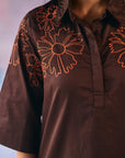 Brown Marigold Embroidery Co-ord Set