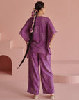 Purple Bandhej Kaftan Set