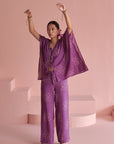 Purple Bandhej Kaftan Set