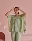 Green Bandhej Kaftan Set