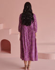 Purple Bandhej Pleated Dress