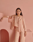 Peach Bandhej Shirt Set