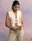 White Bouquet Embroidery Vest