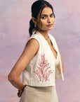 White Bouquet Embroidery Vest