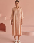 Peach Bandhej Shirt Dress