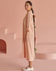 Peach Bandhej Shirt Dress