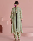 Green Bandhej Side Tie Kurta Set