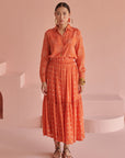 Orange Bandhej Skirt Set