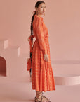 Orange Bandhej Skirt Set