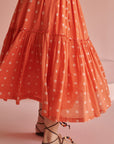 Orange Bandhej Skirt Set