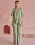 Green Bandhej Kaftan Set