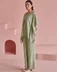 Green Bandhej Kaftan Set