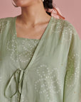 Green Bandhej Kaftan Set