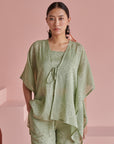 Green Bandhej Kaftan Set