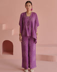 Purple Bandhej Kaftan Set