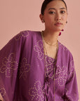 Purple Bandhej Kaftan Set