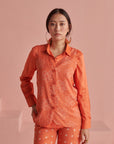 Orange Bandhej Jacket Set