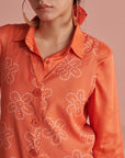 Orange Bandhej Jacket Set