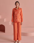 Orange Bandhej Jacket Set