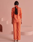 Orange Bandhej Jacket Set