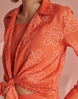 Orange Bandhej Tie Shirt Set