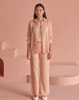 Peach Bandhej Shirt Set