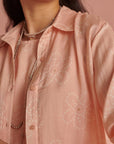 Peach Bandhej Shirt Set