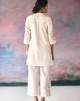 White Lotus Embroidery Kurta Set