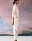 White Lotus Embroidery Kurta Set