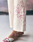 White Lotus Embroidery Kurta Set