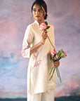 White Lotus Embroidery Kurta Set