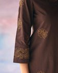 Brown Dahlia Embroidery Kurta Set