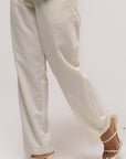 White Cotton Silk Pants