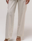 White Cotton Silk Pants