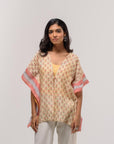 Yellow Floral Chanderi Kaftan Shirt