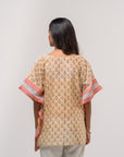 Yellow Floral Chanderi Kaftan Shirt