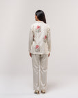 White Chanderi Jacket Shirt Co-ord Set