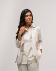 White Chanderi Jacket Shirt Co-ord Set