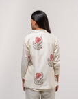 White Chanderi Jacket Shirt Co-ord Set