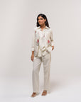 White Chanderi Jacket Shirt Co-ord Set