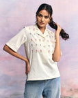 White Daisy Embroidery Shirt