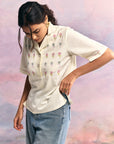 White Daisy Embroidery Shirt