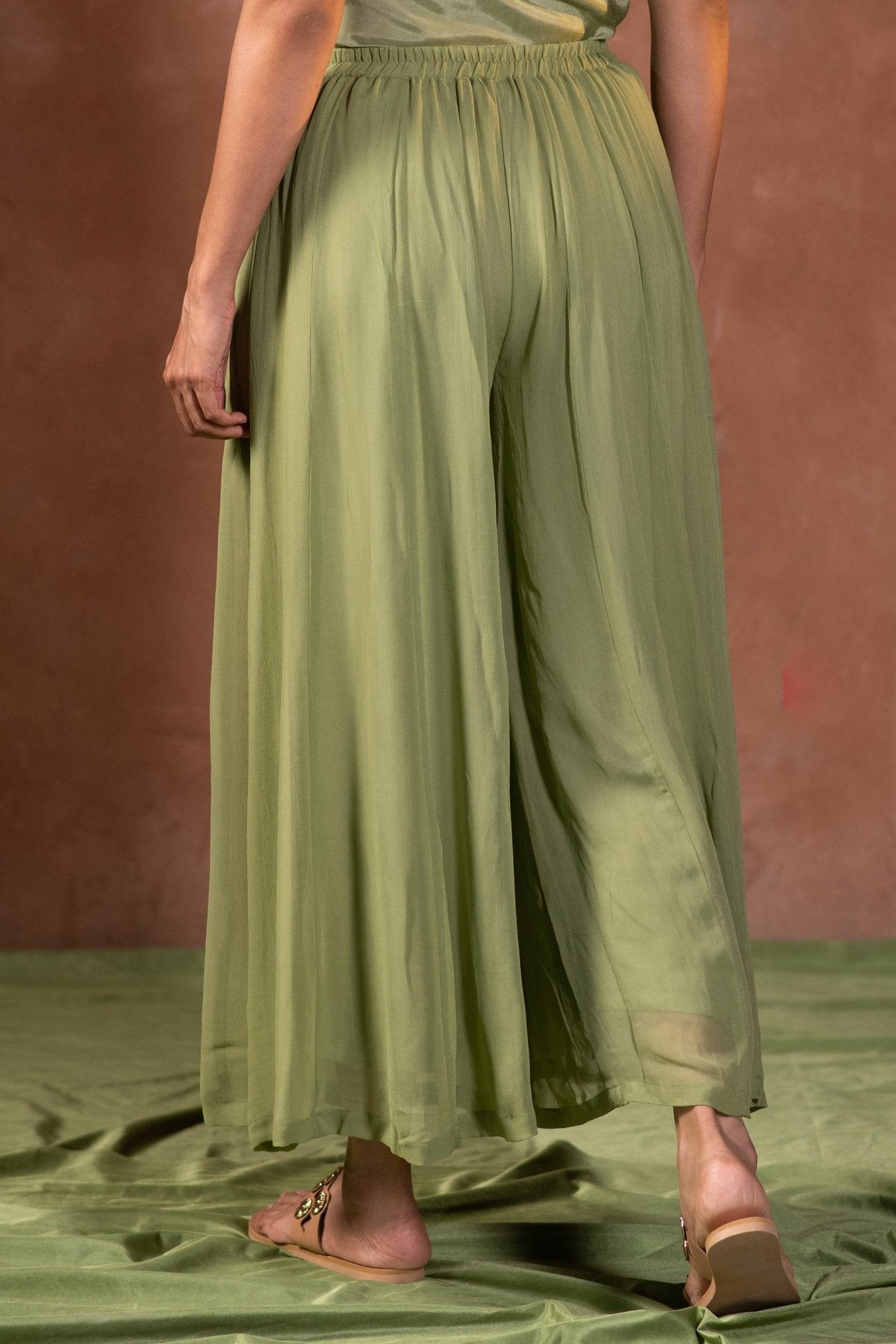 Green Georgette Kalidaar Palazzo